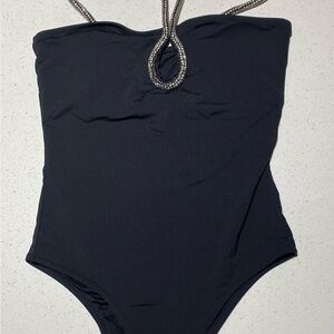 Zara Black Swimsuit with Jewelled Sparkling Straps. XS.